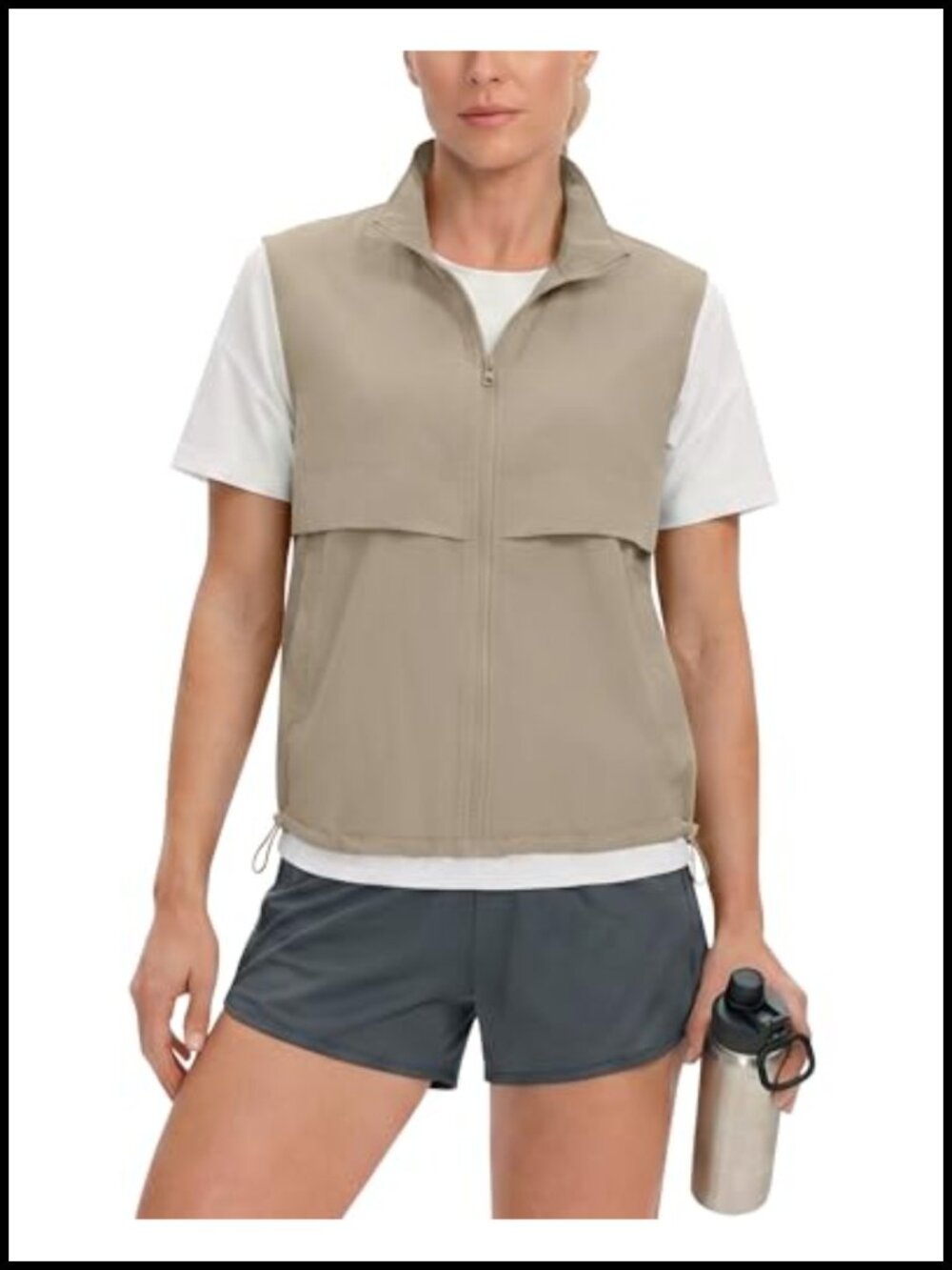 Lightweight Running Vest Stand Collar Zip Up Sleeveless Activewear